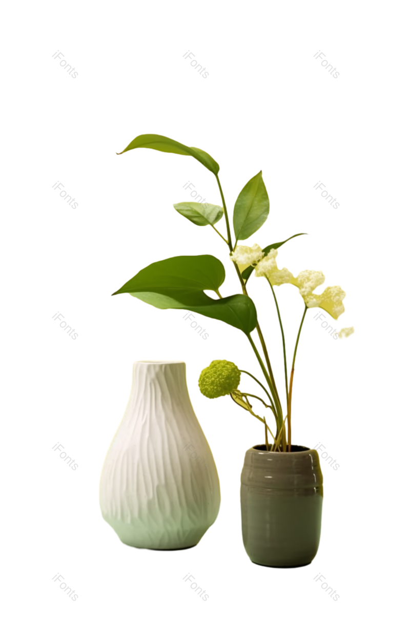 白色图片,石头元素,花盆PNG,白色的花免抠素材